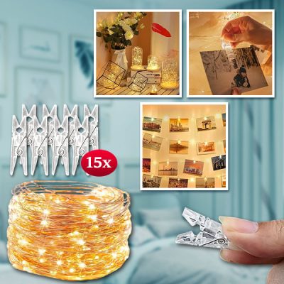 Φωτάκια Με Κλιπς Για Κρέμασμα Εικόνων (3m) | PHOTOGLO